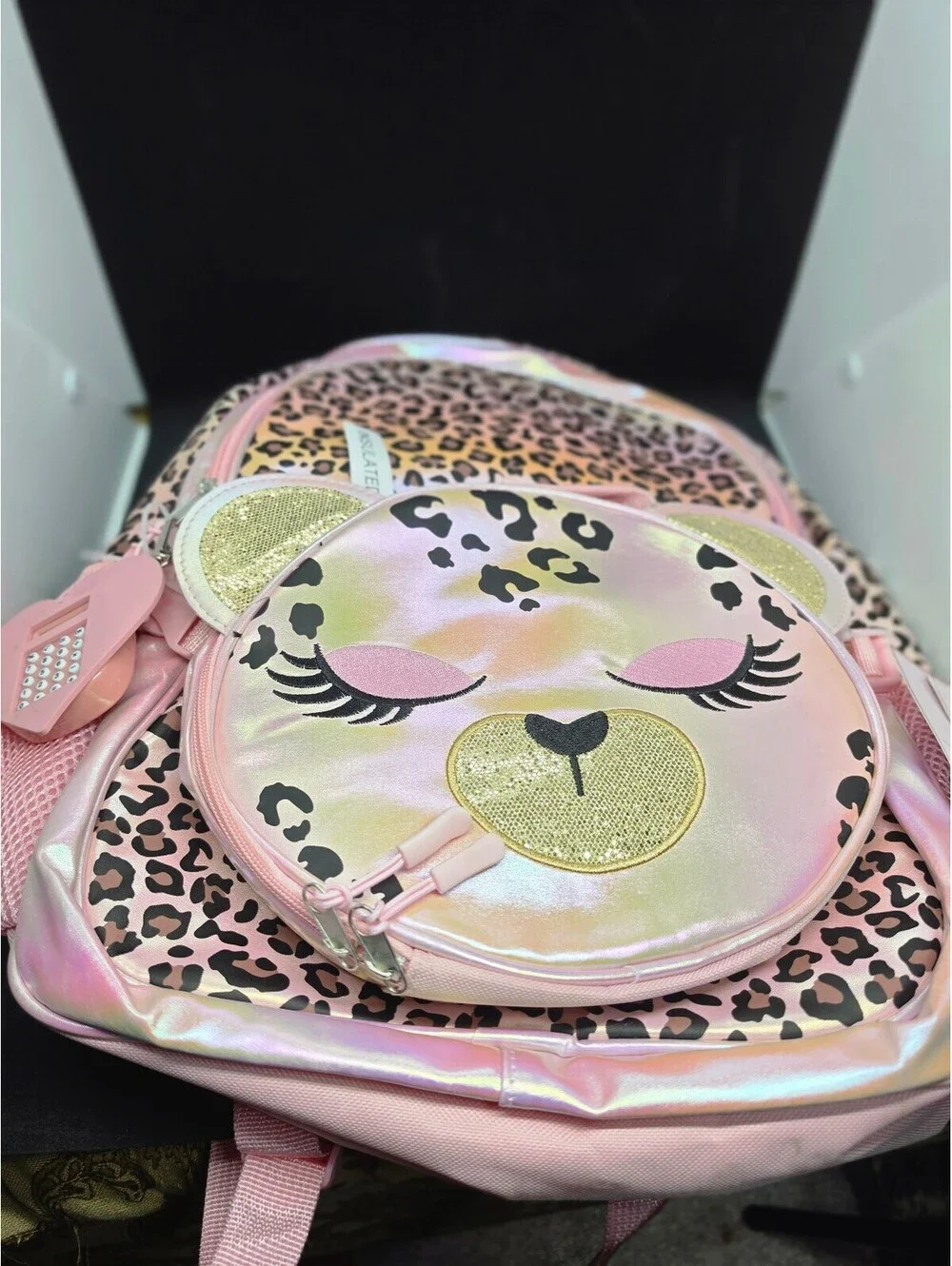 NEW Rainbow Sugar 3 PC Set Kids Backpack, Lunch Bag & Calculator - Pink Leopard